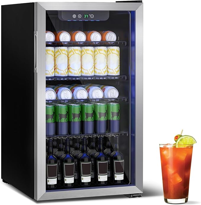 Stopasd Beverage Refrigerator Cooler, 3.2 Cu.Ft/126 Can Drink Fridge by Stopsad