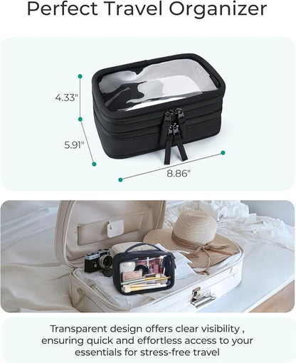 BAGSMART Double Layer Clear Makeup Bag, TSA-Approved Toiletry Bag, Large Opening - Image 5