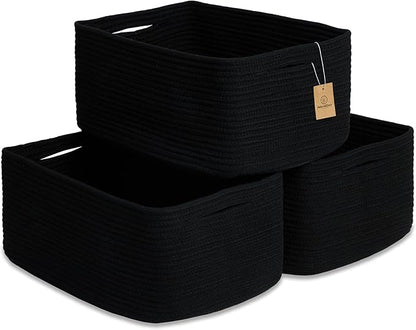 NaturalCozy Storage Baskets 16.8”x13”x7.6” Cotton Rope Woven Baskets by NaturalCozy
