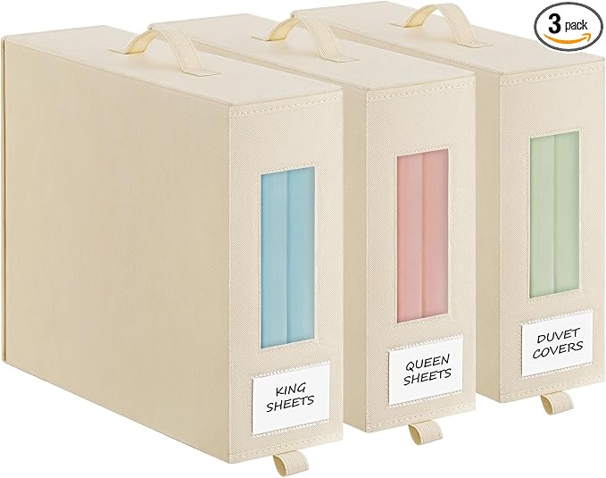 3 Pcs Bed Sheet Organizers and Storage, Large Size Sheet Set Organizers Duvet by Baesyhom