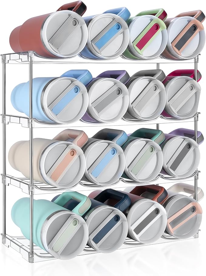 Stackable Water Bottle Organizer, Large Compartment Water Bottle Holder by SPOSPO