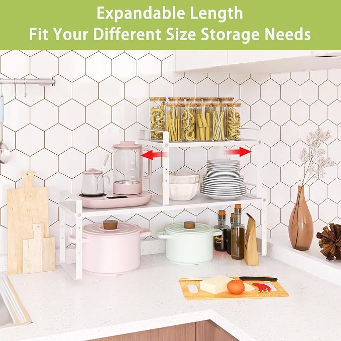 Across-Star Expandable Cabinet Shelf Organizer Rack, Stackable Kitchen Counter - Image 5