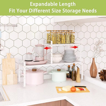 Across-Star Expandable Cabinet Shelf Organizer Rack, Stackable Kitchen Counter - Image 5