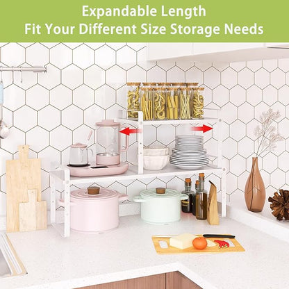Across-Star Expandable Cabinet Shelf Organizer Rack, Stackable Kitchen Counter - Image 3