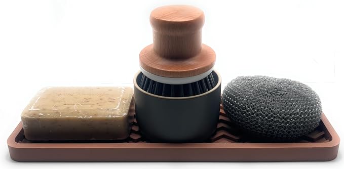 Happitasa Silicone Kitchen Sink Organizer Tray, Sponge Holder and Countertop - Image 3