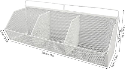 Metal Wire Basket, 3 Grids Wall Hanging Baskets, Wall Mount Slanted Opening - Image 3