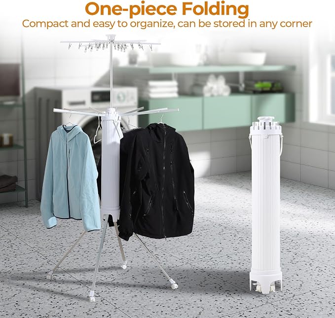Dollate 4-Legged Clothes Drying Rack Foldable, 2 Tier Portable and Collapsible - Image 4