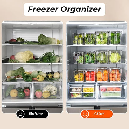 2 Pack Clear Refrigerator Organizers and Storage, Plastic Fridge Organizer Bins - Image 6