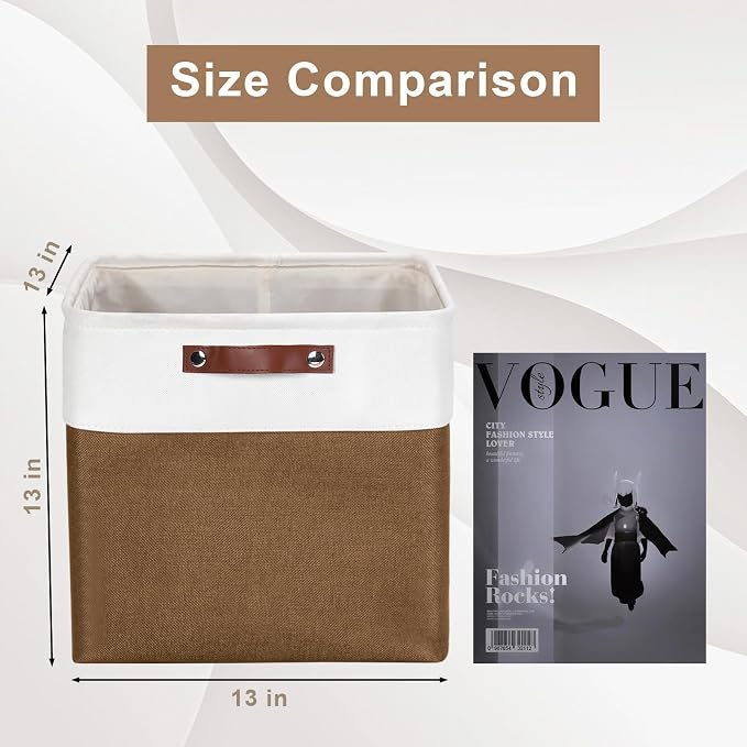 13x13 Cube Storage Bins, Collapsible Fabric Storage Box, 4 Pack Closet Baskets - Image 3