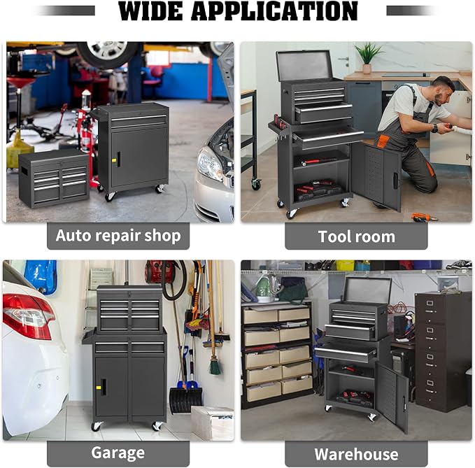 Winado 4-Drawer Rolling Tool Chest, 2-in-1 Large Storage Toolbox, Lockable - Image 8