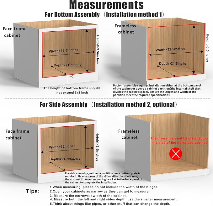32''W x 21''D x 3''H Pull Out Cabinet Drawer Soft Close Slide Out Wood Organizer - Image 4