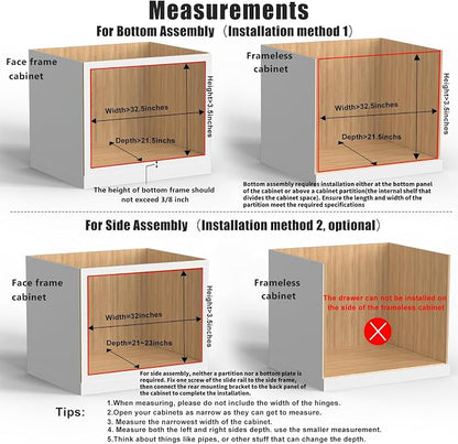 32''W x 21''D x 3''H Pull Out Cabinet Drawer Soft Close Slide Out Wood Organizer - Image 4
