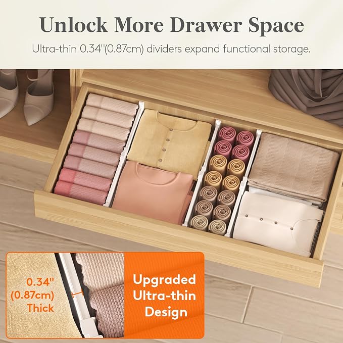 Lifewit Drawer Dividers for Clothes, 3.2" High 10.5"-16.5" Expandable Dresser - Image 8