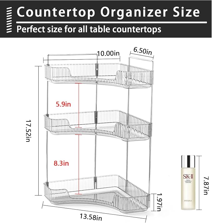 3-Tier Corner Bathroom Counter Organizer – Classic Storage Shelf - Image 4