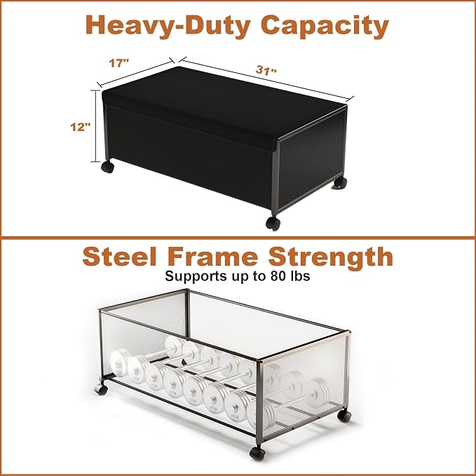 2 Pack Under the Bed Storage Containers, 12 inch Height Under Bed Shoe Storage - Image 3