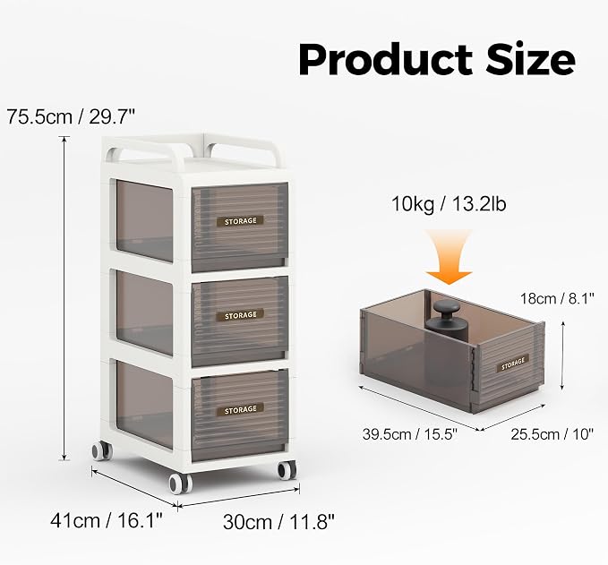 Bathroom Storage with Drawers, 11.8" Wide Slim Storage Cabinet | Freestanding - Image 2