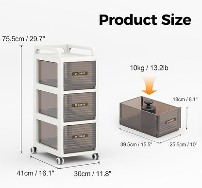 Bathroom Storage with Drawers, 11.8" Wide Slim Storage Cabinet | Freestanding - Image 2