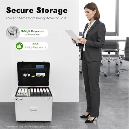 Locking Rolling File Box with Wheels, 19.2" L Portable Aluminum Alloy Storage - Image 5
