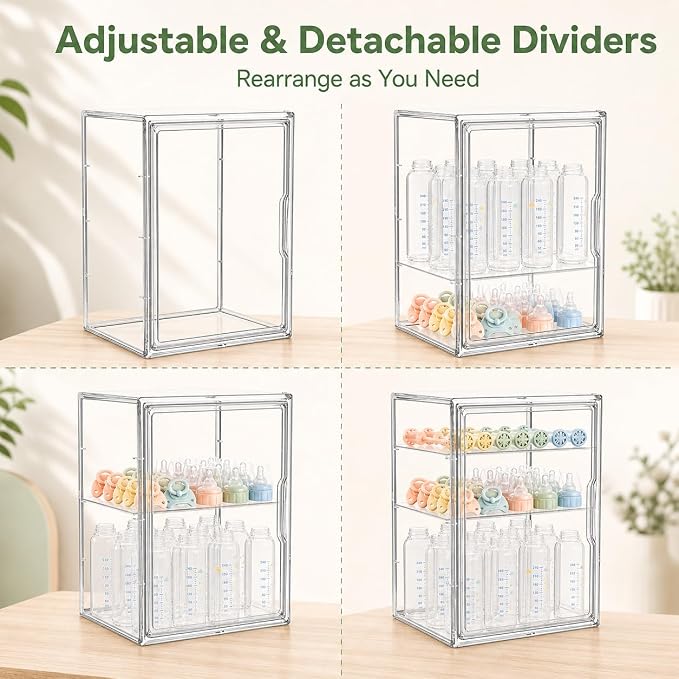 Baby Bottle Storage Organizer for Countertop, Large Clear Bottle Organizer - Image 6