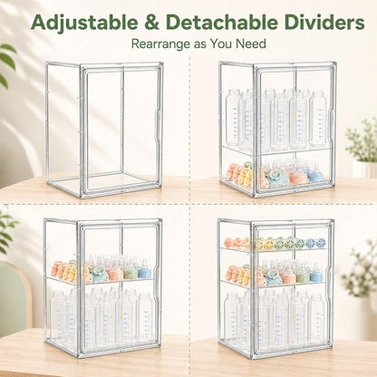 Baby Bottle Storage Organizer for Countertop, Large Clear Bottle Organizer - Image 6