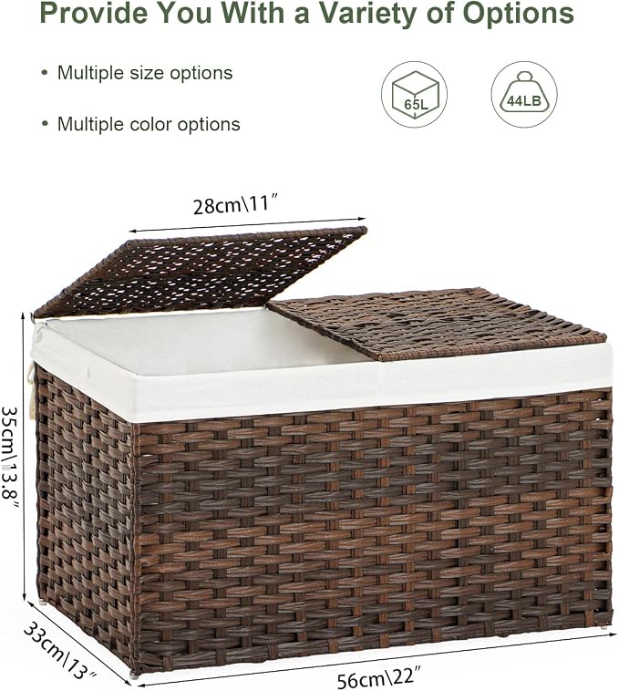 SETVSON Storage Basket with Lid, 2-Lid PE Rattan Storage Bin, 2 Removable - Image 4