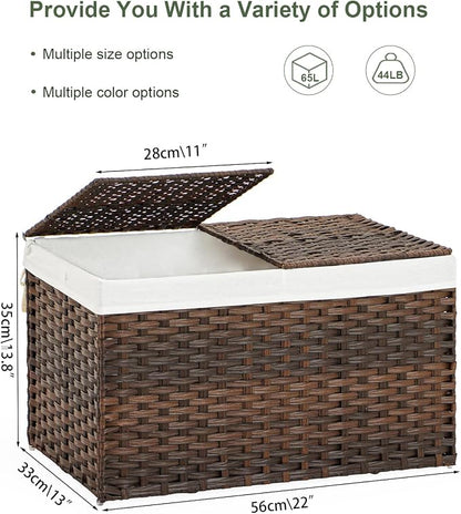 SETVSON Storage Basket with Lid, 2-Lid PE Rattan Storage Bin, 2 Removable - Image 4