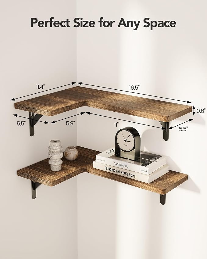 Amada HOMEFURNISHING Corner Floating Shelves, Shelves - Image 2