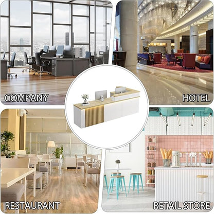 Receptionist Desk with LED Light，Wooden Salon Checkout Counter with Storage - Image 7