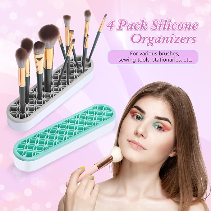 Frienda 4 Pcs Silicone Makeup Brush Holder Stand Multipurpose Cosmetic Travel - Image 5