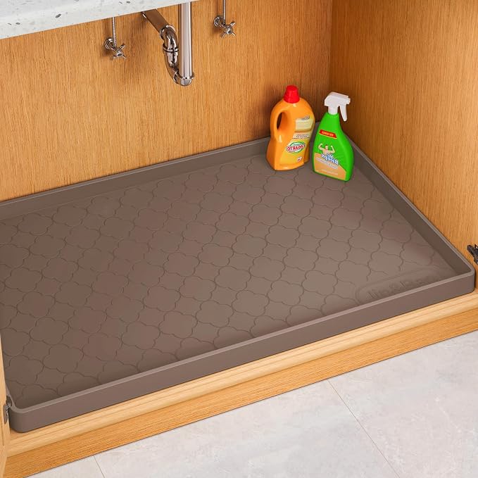 Jin&Bao Waterproof Under Sink Mat 34" x 22", Thick Silicone Mat Cabinet by Jin%26Bao