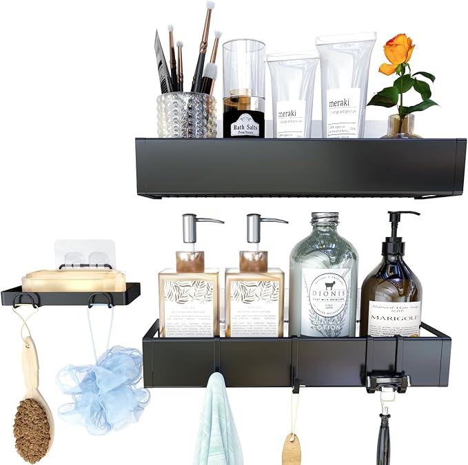 Shower Caddy Wall Mounted Stainless Steel Basket Shelf Shampoo Holder, Adhesive - Image 9