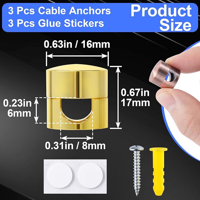 3 Sets Charger Holders for Cords, Adjustable Cable Anchor Holders, Adhesive - Image 2