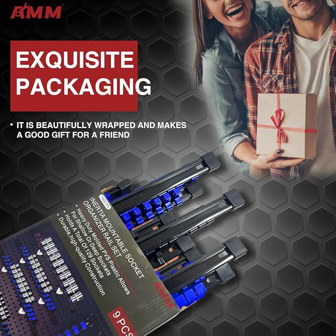 AMM 9-Piece Socket Organizer, 1/2 inch, 3/8 inch and 1/4 inch Drive ABS - Image 7