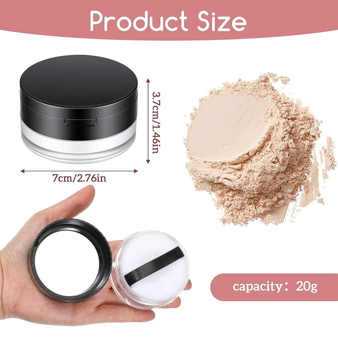 20g No Leaks Empty Reusable Plastic Loose Powder Container, Portable DIY Makeup - Image 2
