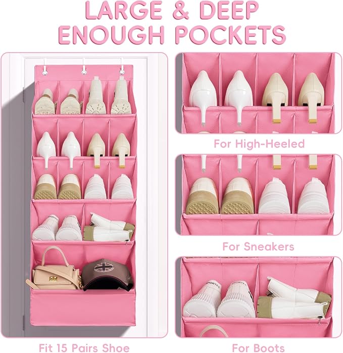 FENTEC 1 Pack Over-the-Door-Shoe-Organizers, Hanging Shoe Organizers - Image 3