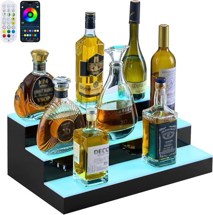 VEVOR LED Lighted Liquor Bottle Display, 3 Tiers 20 Inches Whiskey Rack by VEVOR