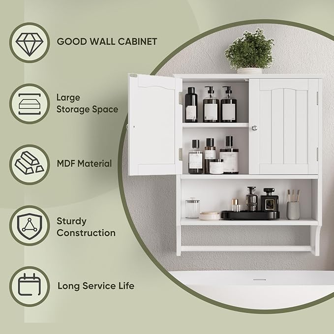 Smuxee White Bathroom Cabinet Wall Mounted - Image 6
