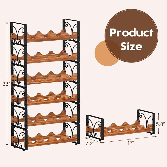 X-cosrack Wine Racks Free Standing Floor, 6-Tier 24 Bottles Wine Rack - Image 7