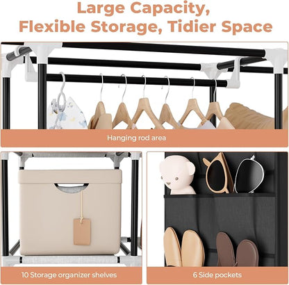 VTRIN Portable Closet Wardrobe for Hanging Clothes 57.3 Inch Large Capacity - Image 7