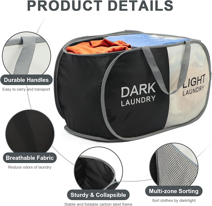 Seefoo Dual Compartment Laundry Hamper - Image 5