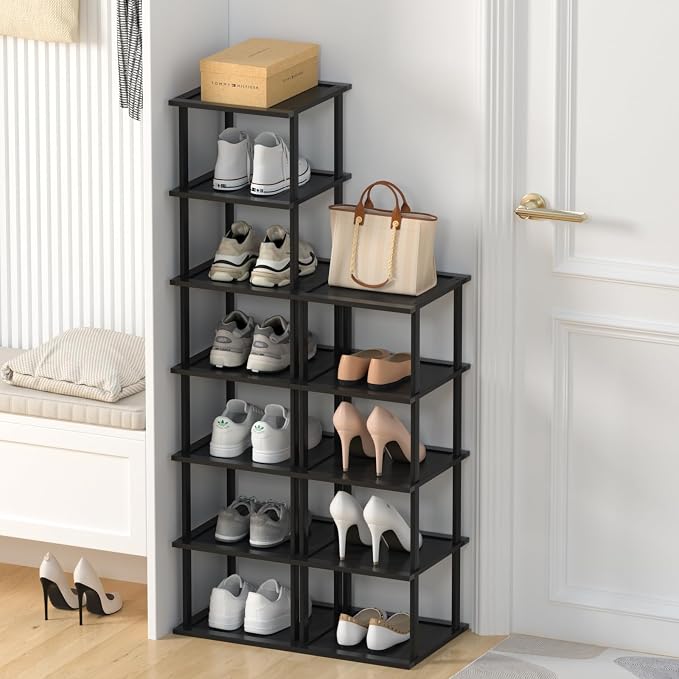 Bamboo Free Standing Shoe Rack Shelf Multi Tier Tall Wooden Stackable Shoes by MHXWSXPN