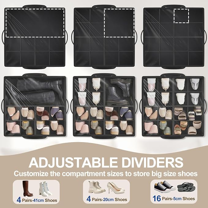 Large Shoe Organizer for Closet, 16 Pairs Shoe Storage Box - Image 5