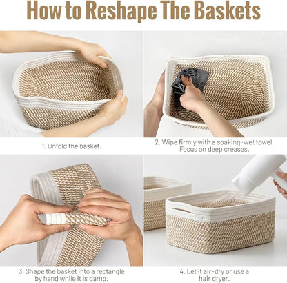 5 Pack Small Woven Storage Baskets - Image 7