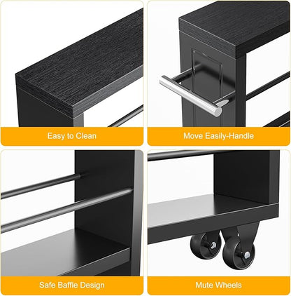 KLM Rolling Storage Cart 4-Tier Black Kitchen Cart - Image 3