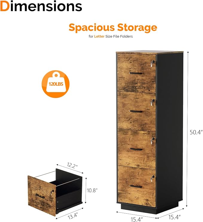 VINGLI 4 Drawer File Cabinet - Image 3