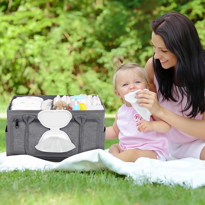 Volnamal Diaper Caddy with Wipe Dispenser One-Handed Access, Portable Car - Image 8