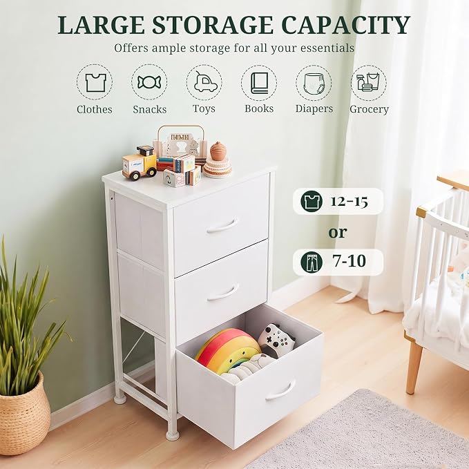 3 Drawers Dresser for Bedroom Fabric Storage Tower - Image 5