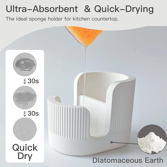 2-in-1 Diatomite Sponge Holder for Kitchen Sink, Quick-Drying Dish Sponge and - Image 2