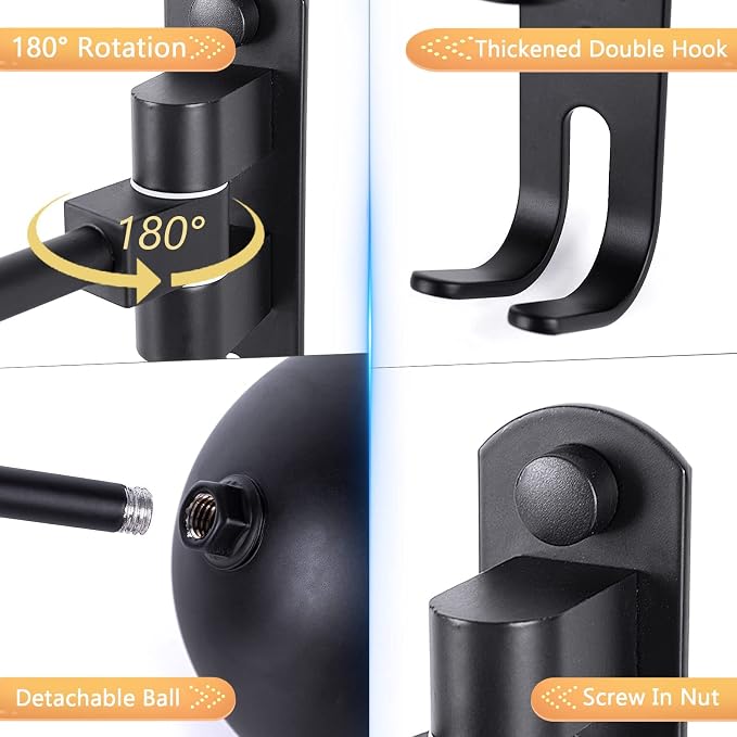 Kikerike Motorcycle Helmet Rack Wall Mount 180 Degree Rotation Metal Bike - Image 3