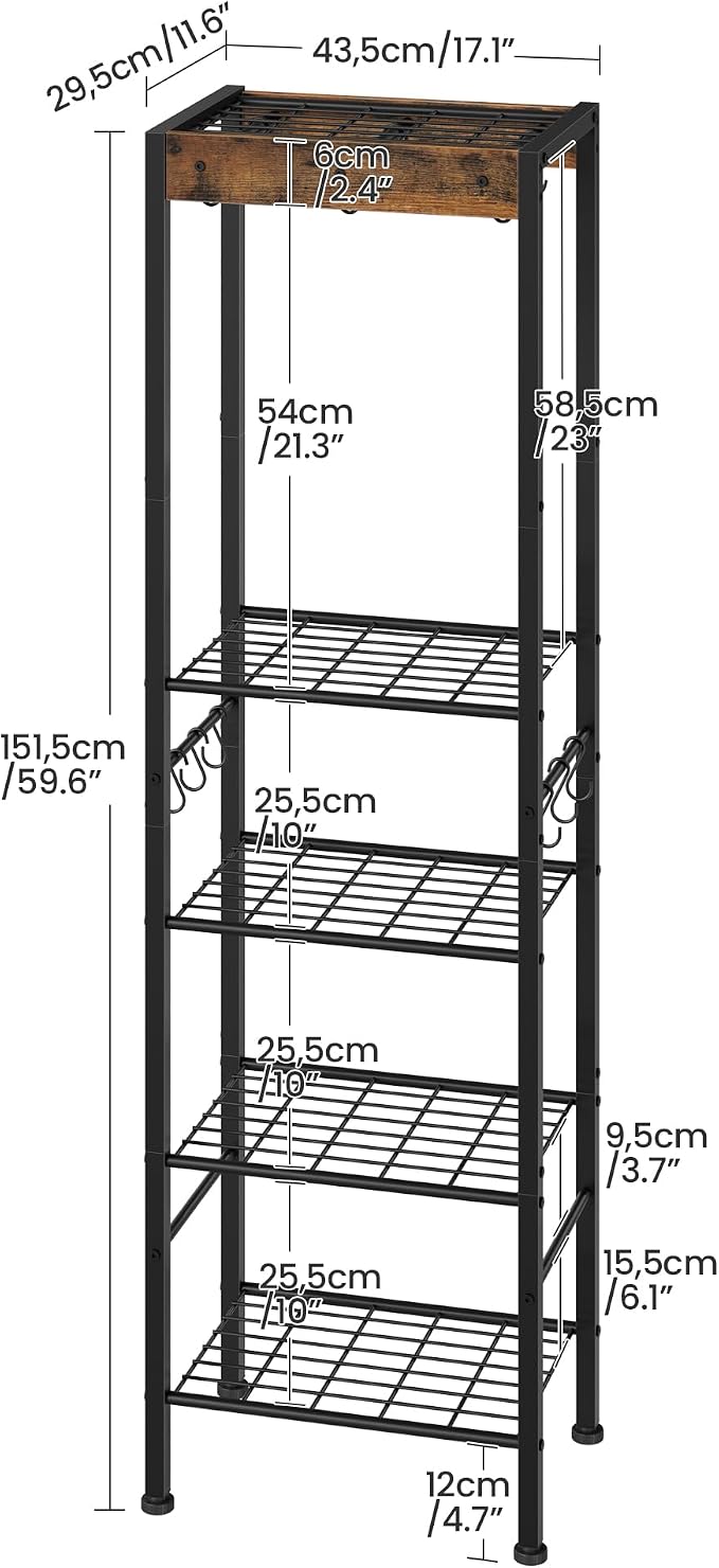 5-Tier Pot Rack, Floorstanding Pots and Pans Organizer, Kitchen Bakers Rack - Image 2
